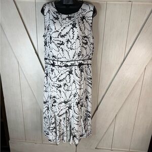 Talbots Black and White Patterned Midi Dress